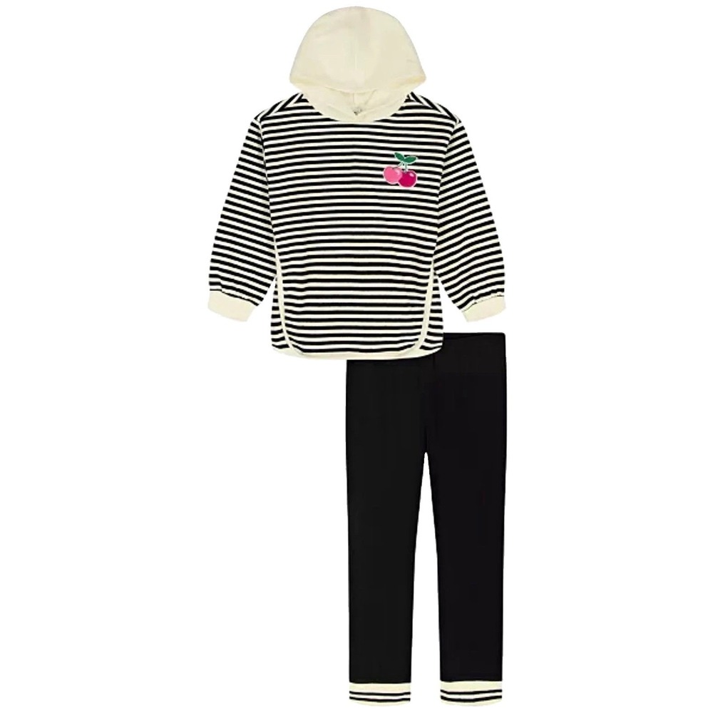 NEW Kids Headquarters 2-Piece Hoodie & Pants Set Black/White Striped Cherry 4T